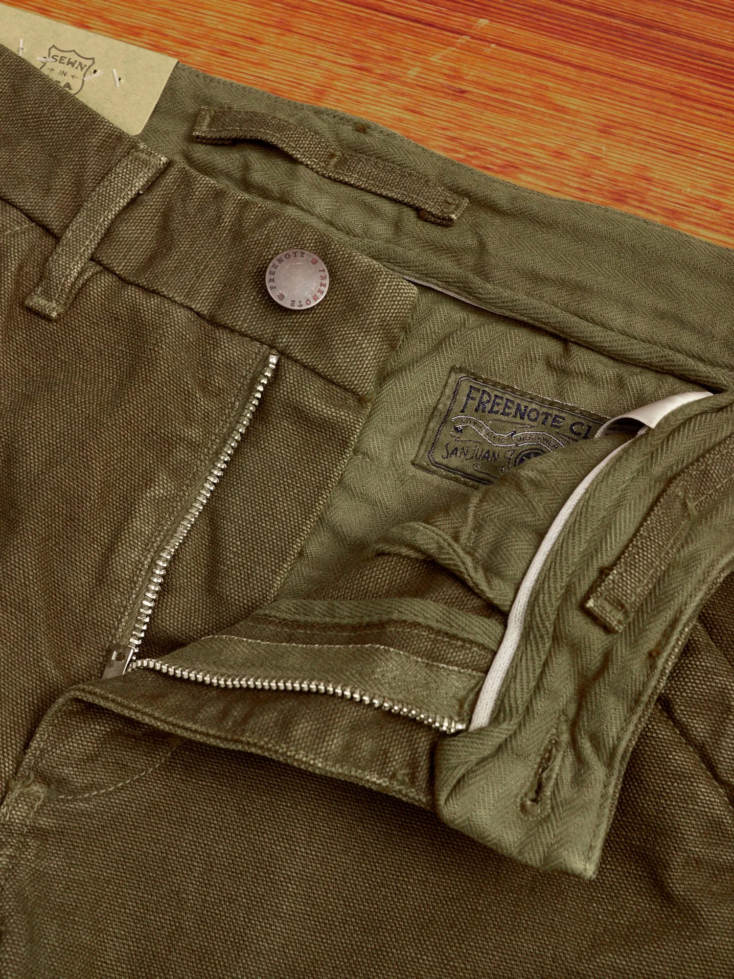 14oz Slub Workers Chino in Army Green