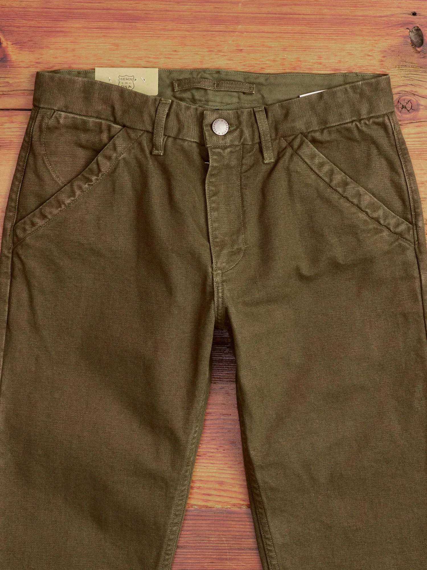 14oz Slub Workers Chino in Army Green