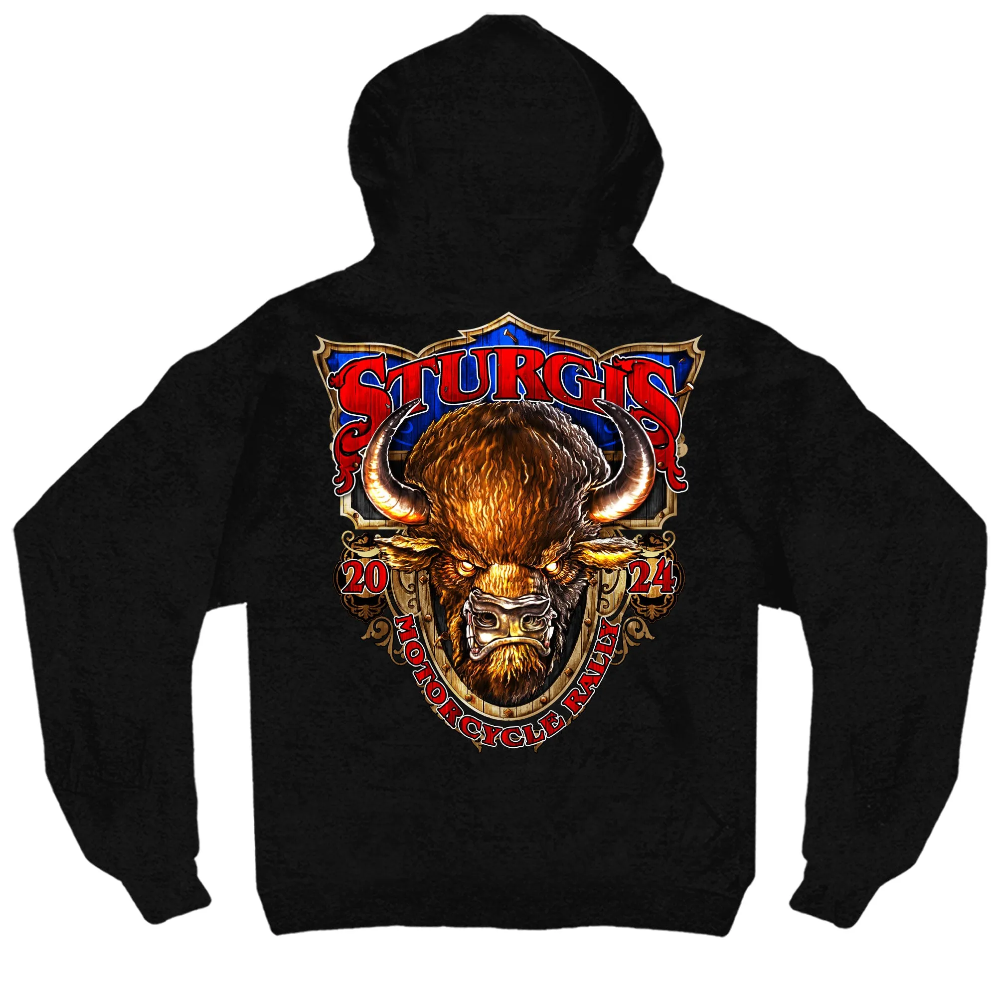 2024 Sturgis Buffalo Black Motorcycle Rally Zip Up Hoodie SPB4101