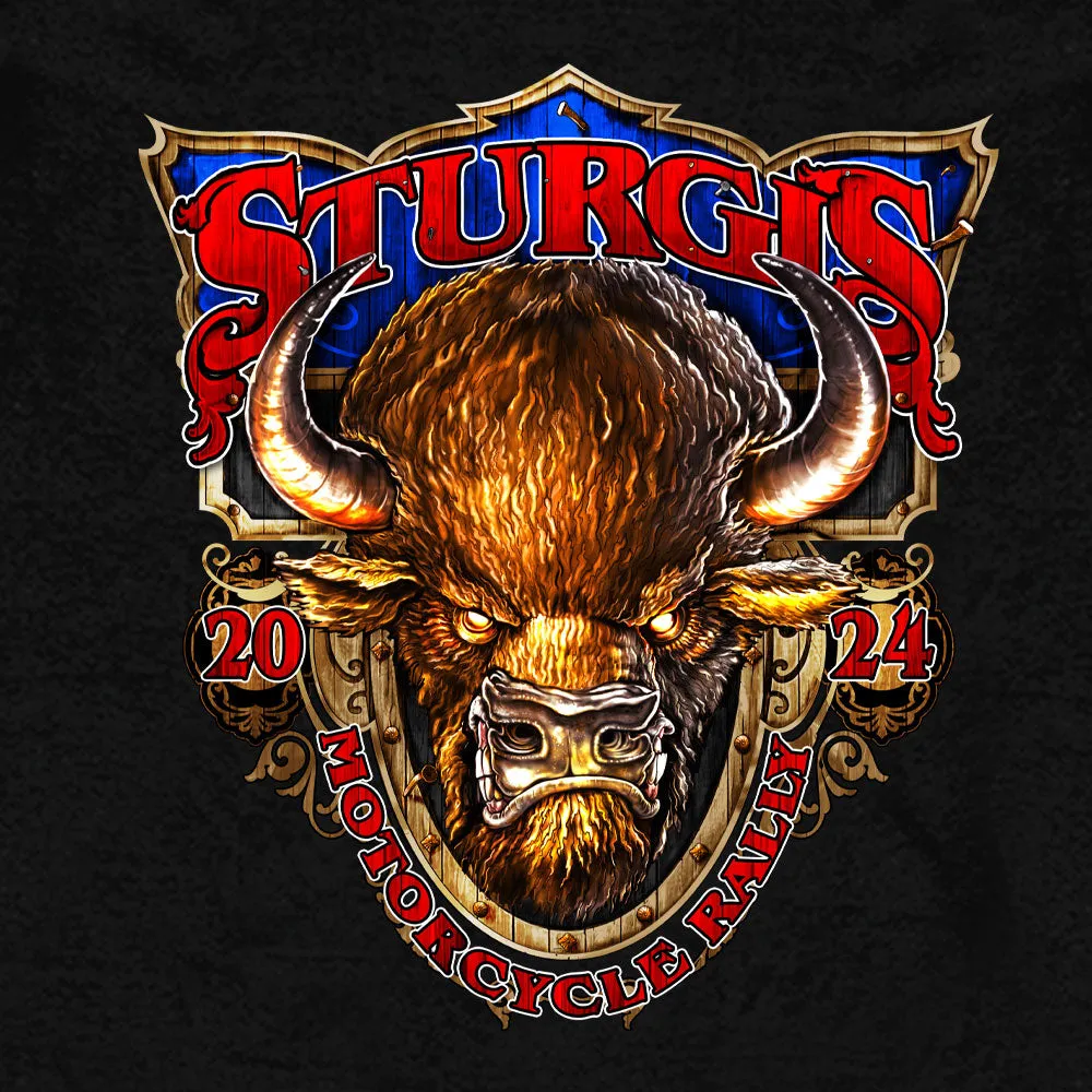 2024 Sturgis Buffalo Black Motorcycle Rally Zip Up Hoodie SPB4101