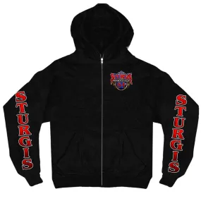 2024 Sturgis Men's Buffalo Black Motorcycle Rally Zip Up Hoodie SPB4101