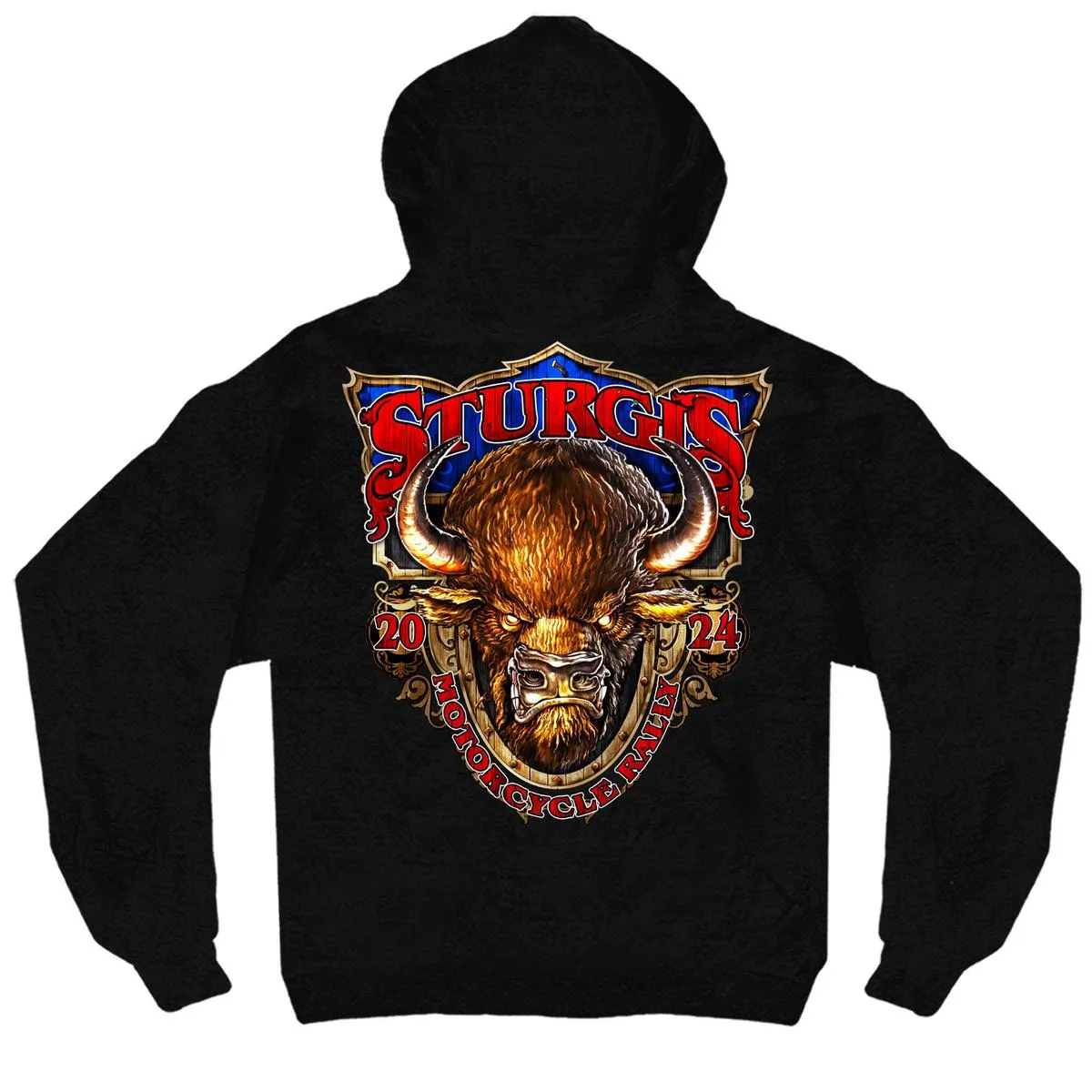 2024 Sturgis Men's Buffalo Black Motorcycle Rally Zip Up Hoodie SPB4101