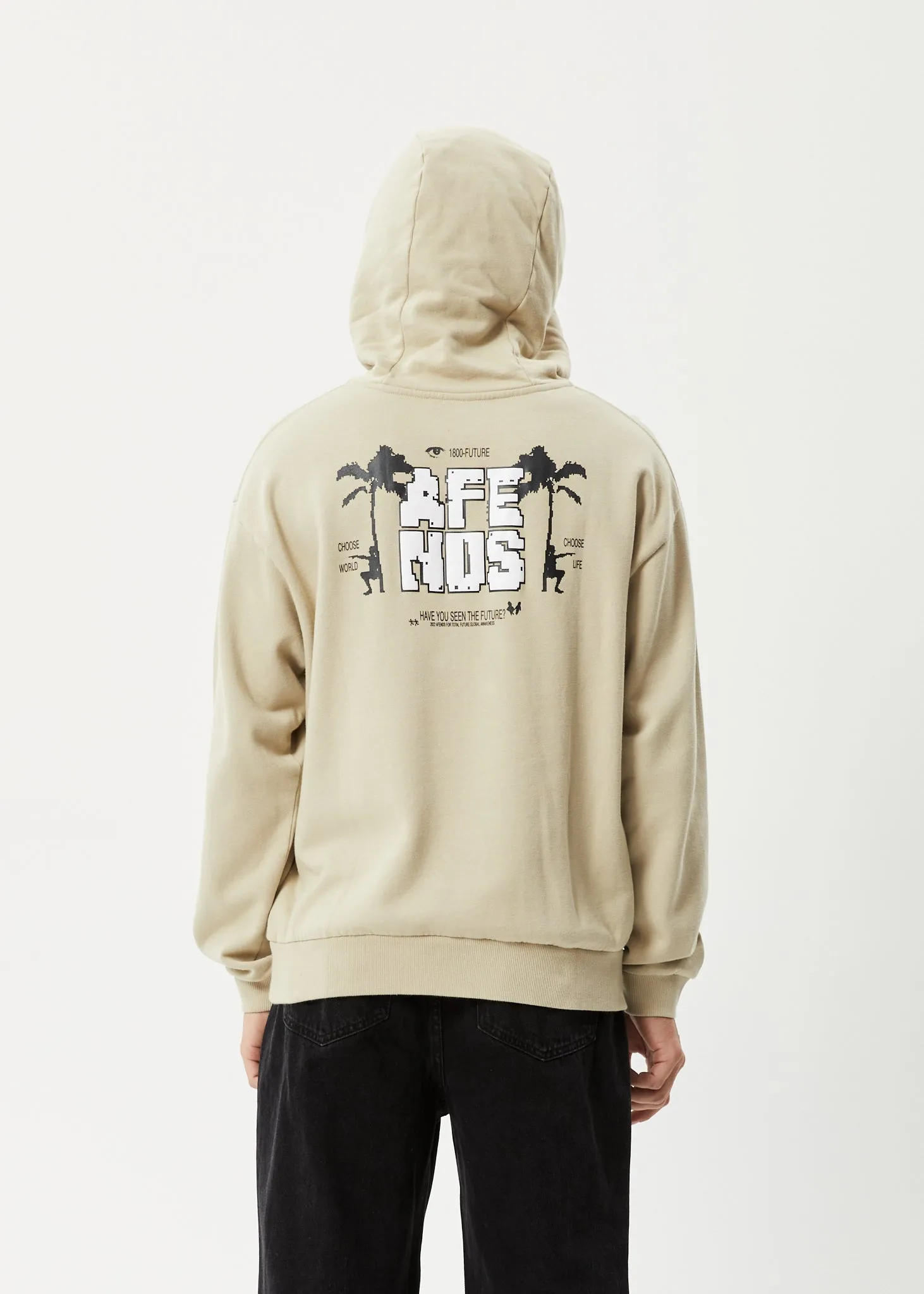 AFENDS Mens Choose Life - Hoodie - Cement