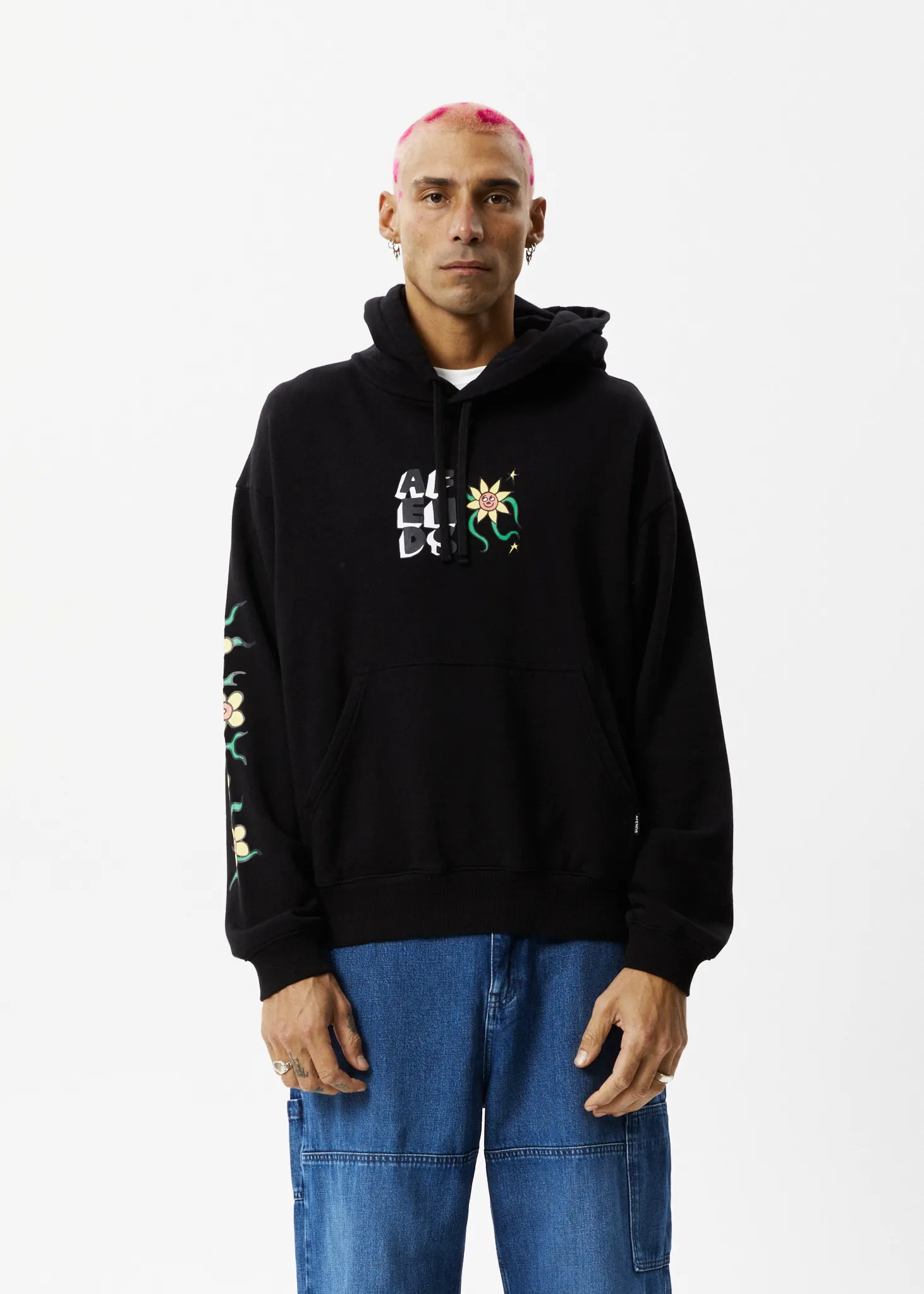 AFENDS Mens Flowerbed - Graphic Hoodie - Black