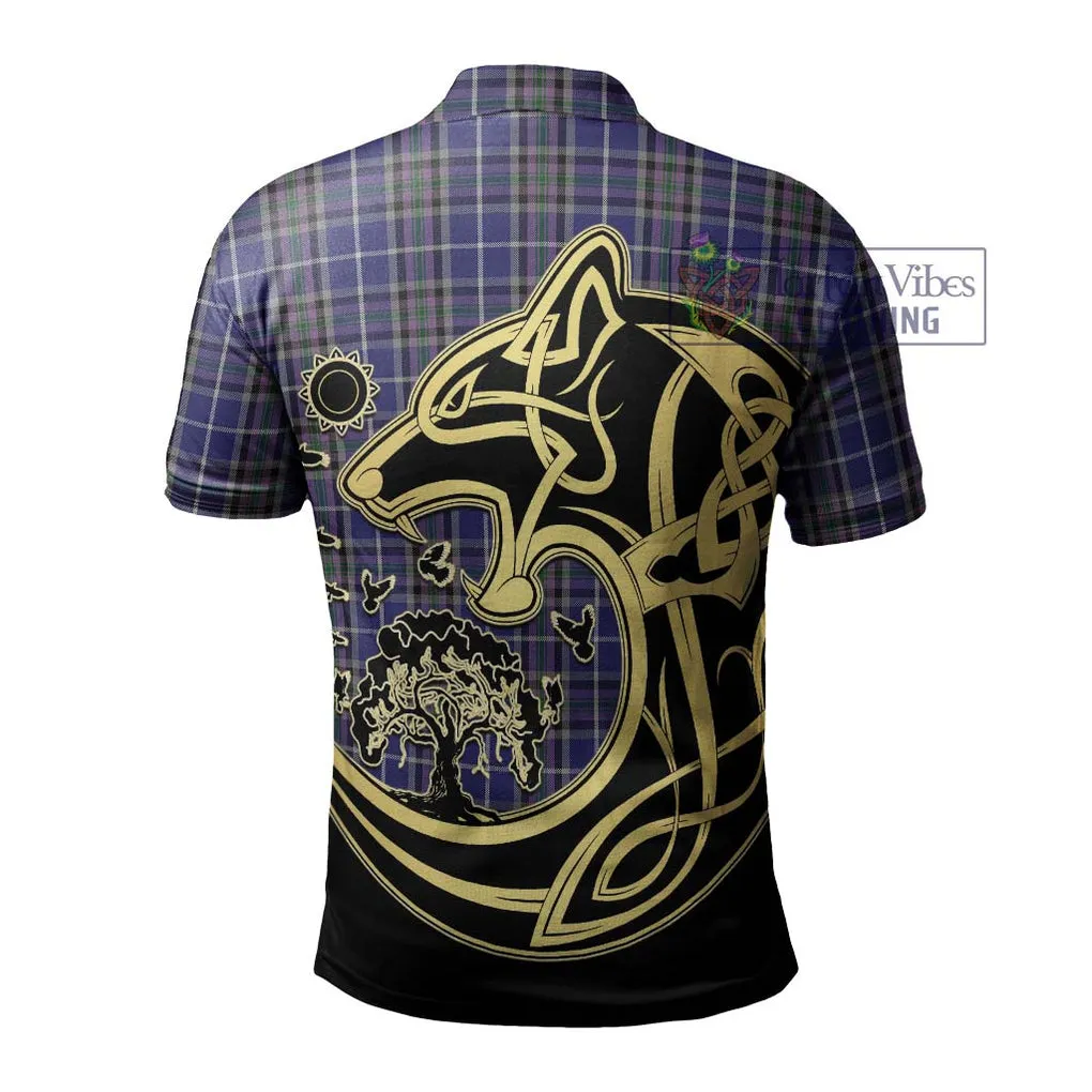 Alexander of Menstry Tartan Polo Shirt with Family Crest Celtic Wolf Style