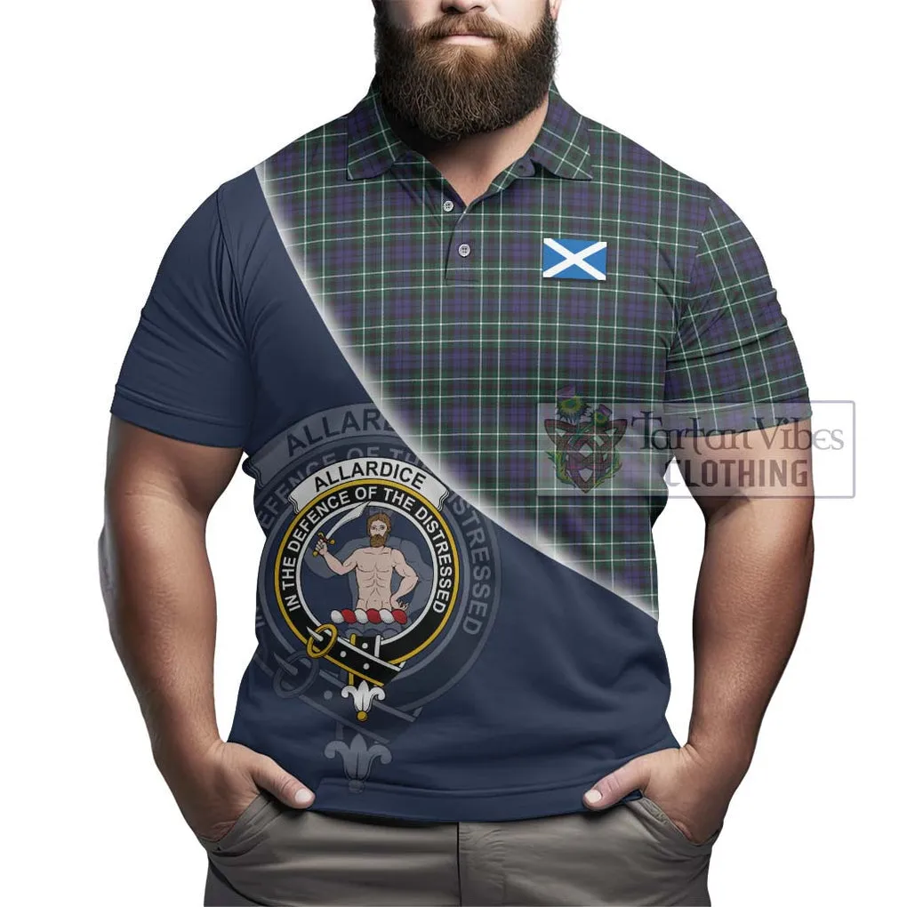 Allardice Tartan Polo Shirt with Personalised National Flag and Family Crest Half Style