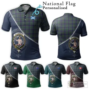 Allardice Tartan Polo Shirt with Personalised National Flag and Family Crest Half Style