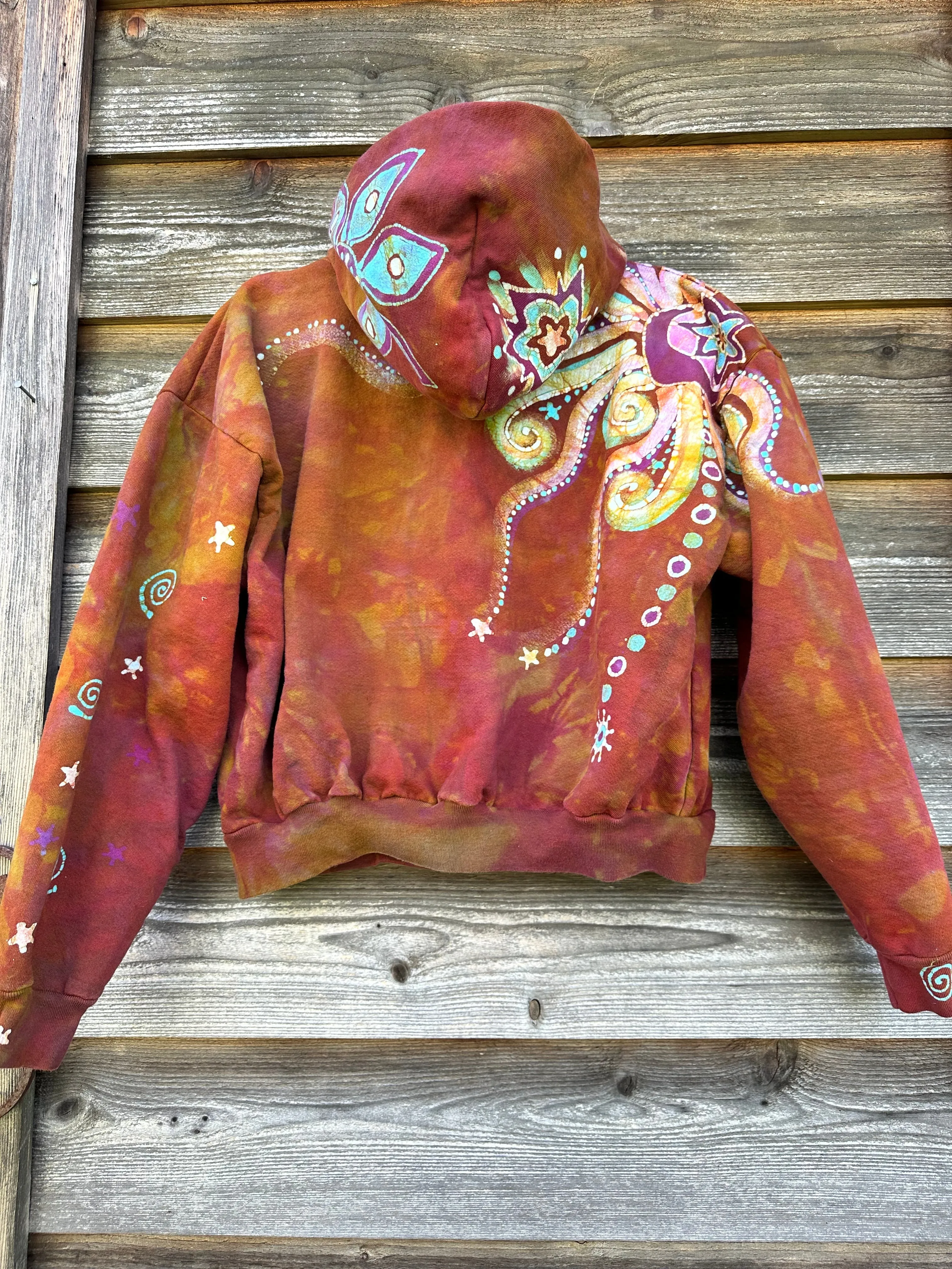 Amber Sky Lotus Flower Handmade Batik Hoodie