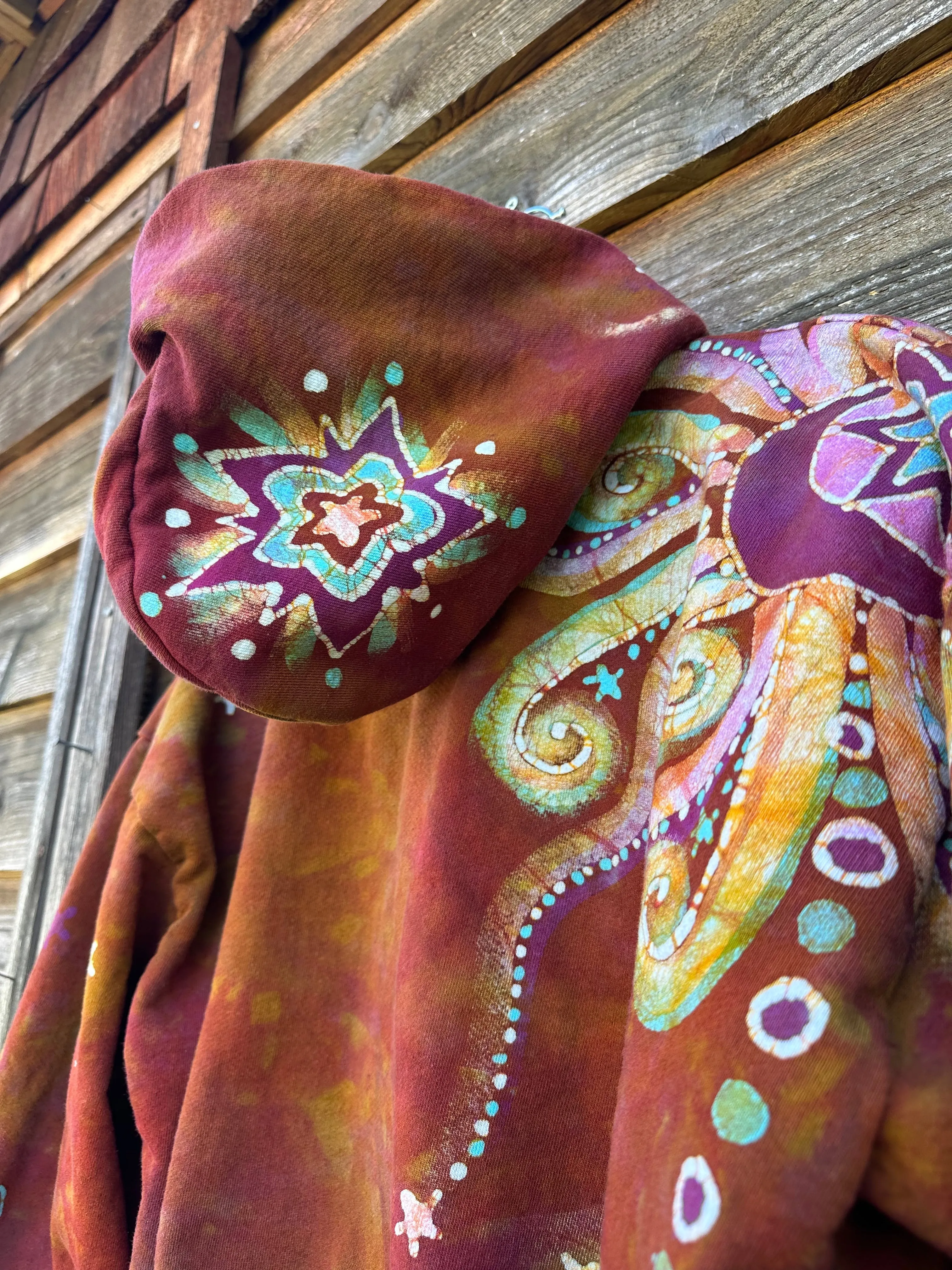 Amber Sky Lotus Flower Handmade Batik Hoodie