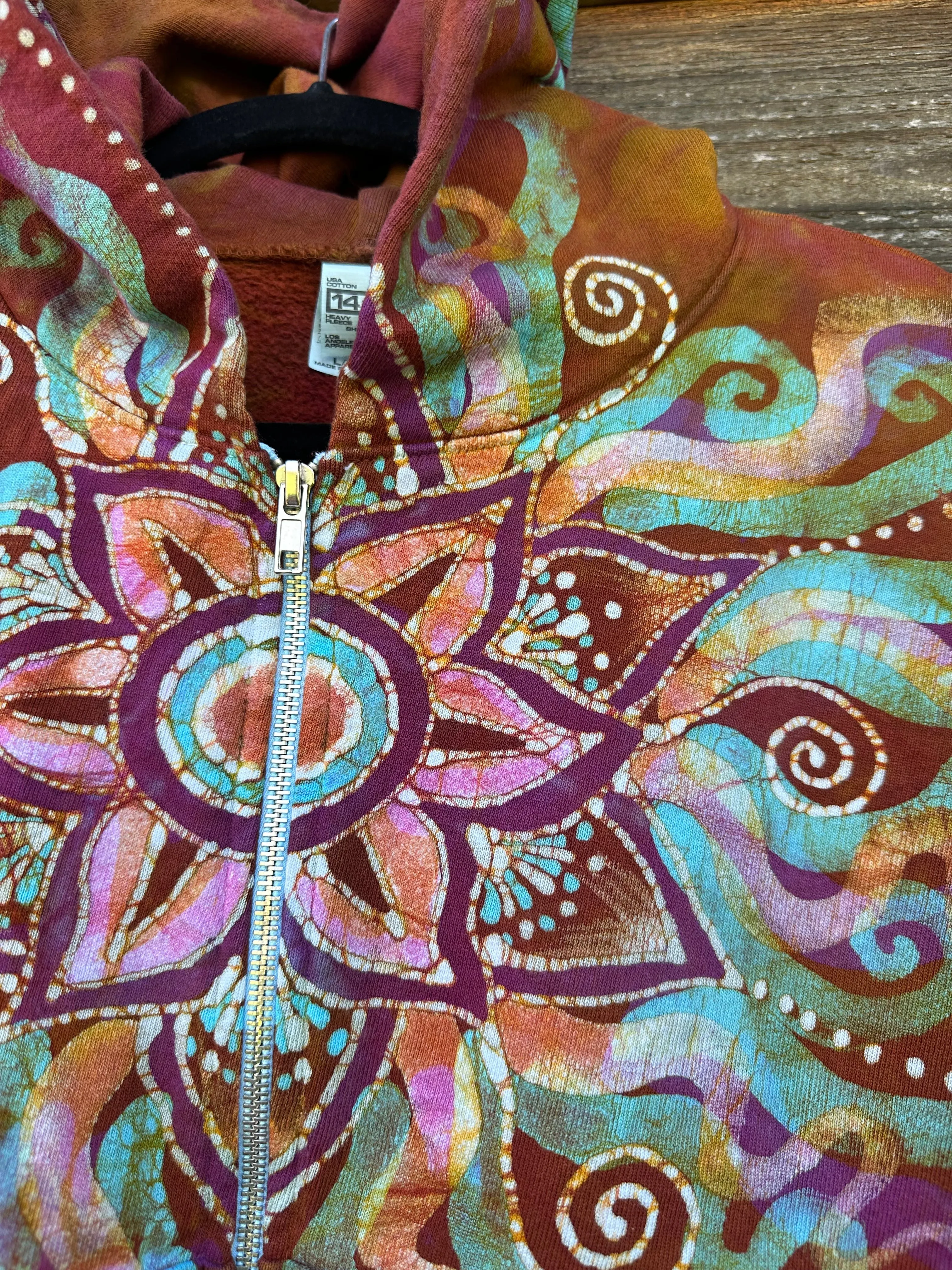 Amber Sky Lotus Flower Handmade Batik Hoodie