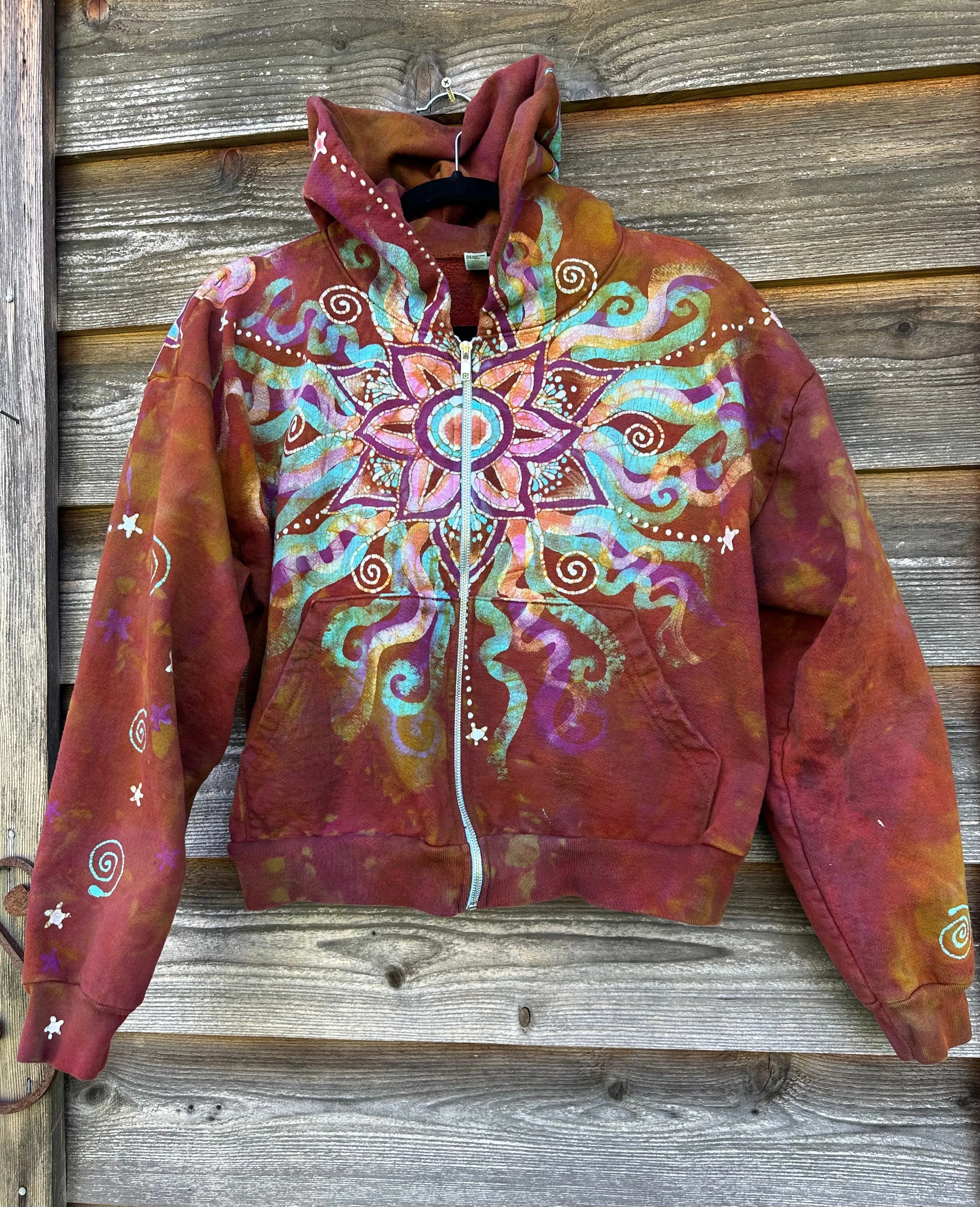 Amber Sky Lotus Flower Handmade Batik Hoodie