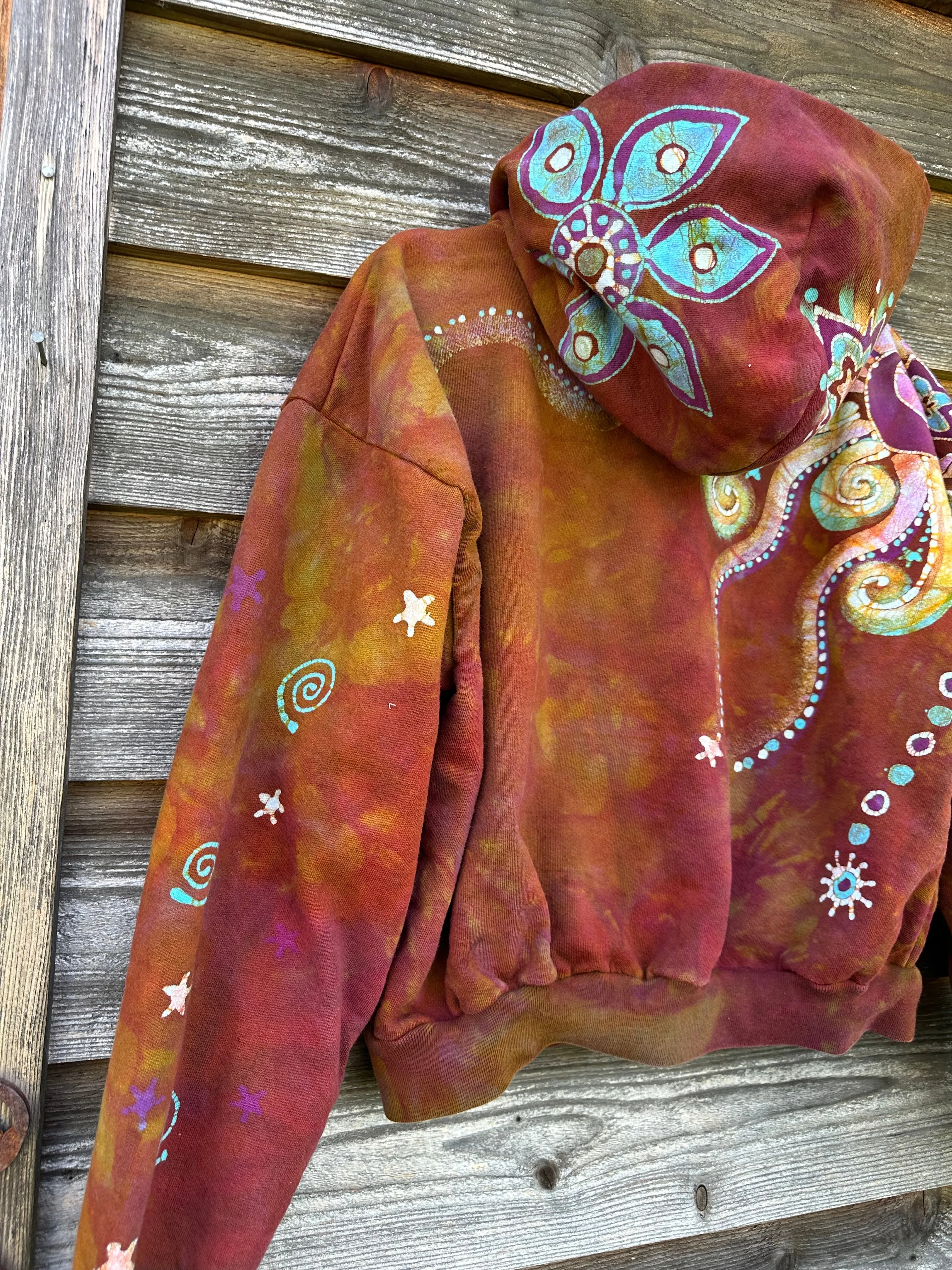 Amber Sky Lotus Flower Handmade Batik Hoodie