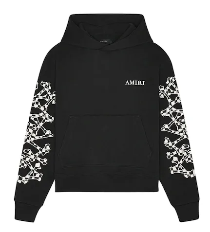 Amiri Black Wes Lang Edition Checkered Bones Hoodie