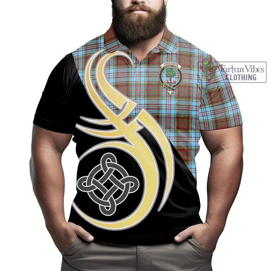 Anderson Ancient Tartan Polo Shirt with Family Crest and Celtic Symbol Style