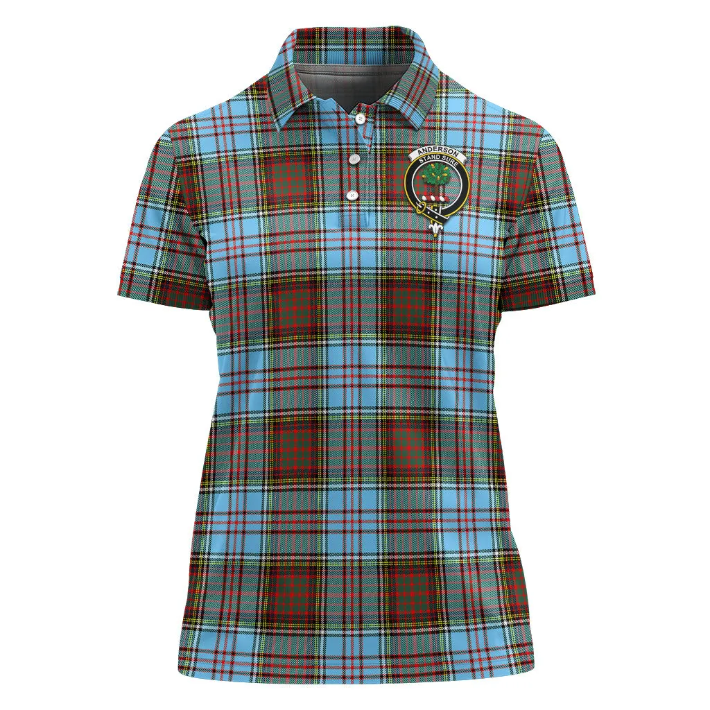 Anderson Ancient Tartan Polo Shirt with Family Crest For Women