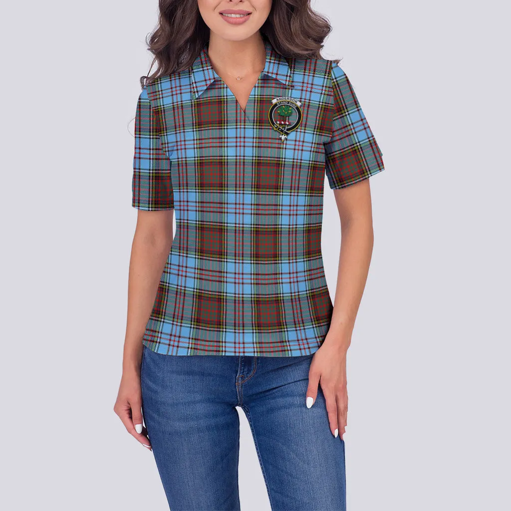 Anderson Ancient Tartan Polo Shirt with Family Crest For Women