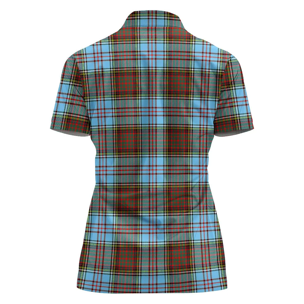 Anderson Ancient Tartan Polo Shirt with Family Crest For Women