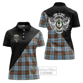 Anderson Ancient Tartan Women's Polo Shirt with Family Crest and Military Logo Style