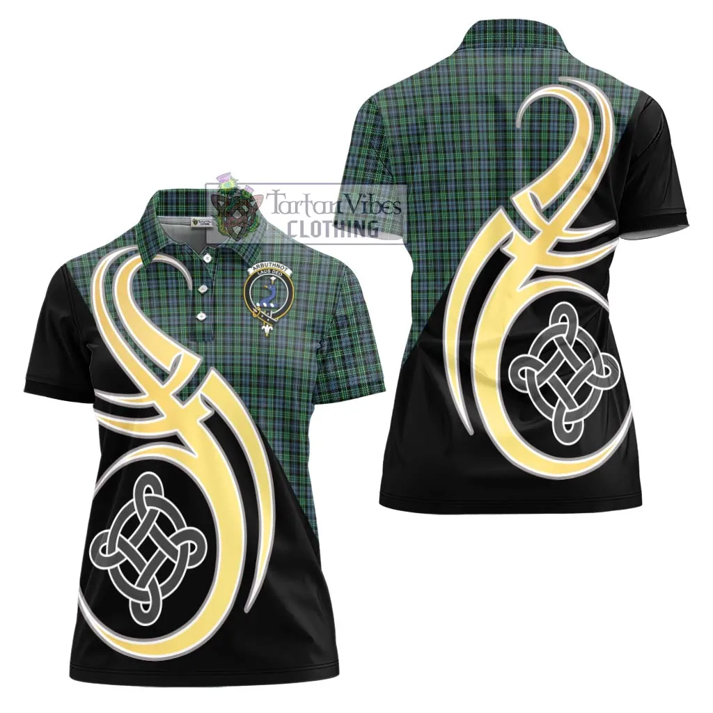 Arbuthnot Tartan Women's Polo Shirt with Family Crest and Celtic Symbol Style