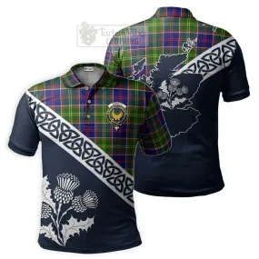 Arnott Tartan Polo Shirt Featuring Thistle and Scotland Map