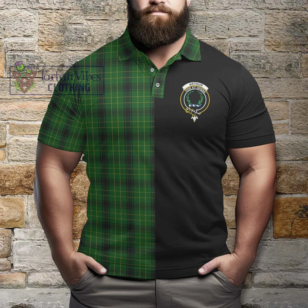 Arthur Highland Tartan Polo Shirt with Family Crest and Half Of Me Style