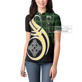 Arthur Modern Tartan Women's Polo Shirt with Family Crest and Celtic Symbol Style