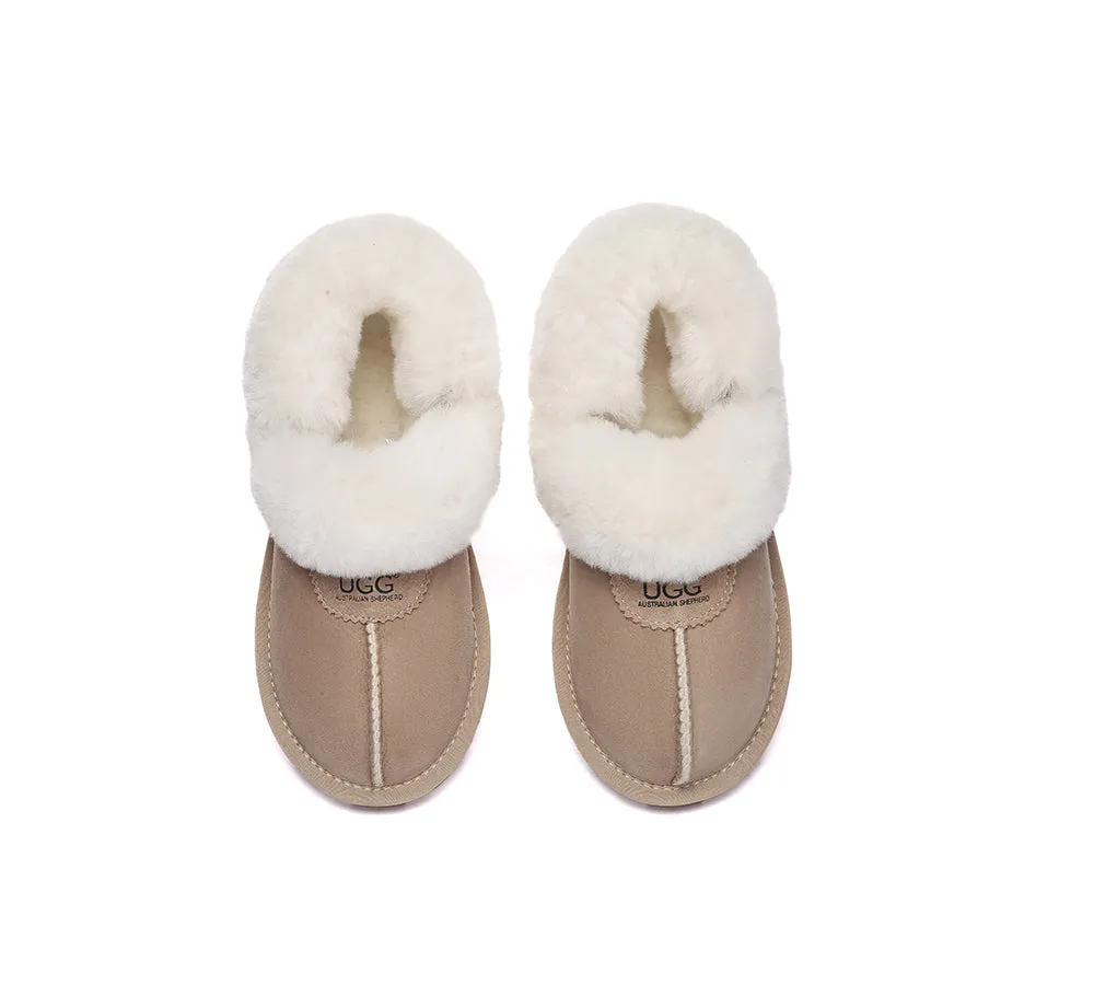 AUSTRALIAN SHEPHERD® 3-Way Style UGG Women Slippers Removable Wool Fluffy Strap Slingback Waffle