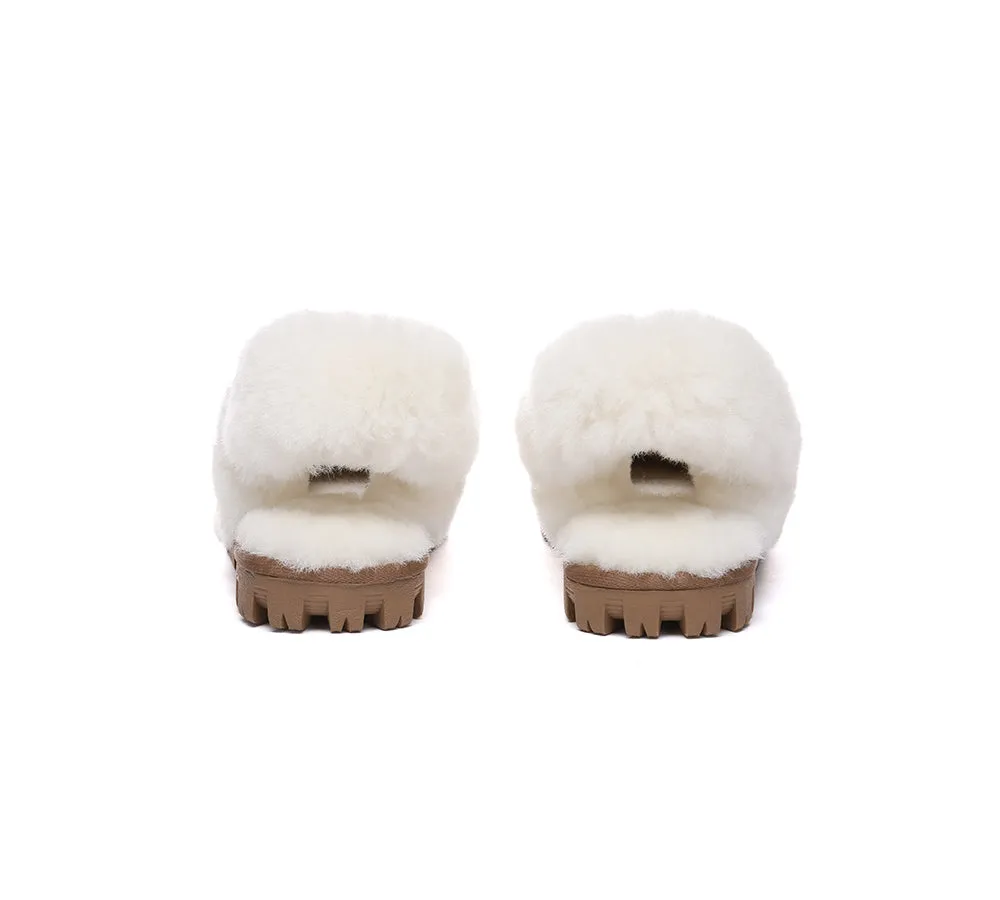 AUSTRALIAN SHEPHERD® 3-Way Style UGG Women Slippers Removable Wool Fluffy Strap Slingback Waffle