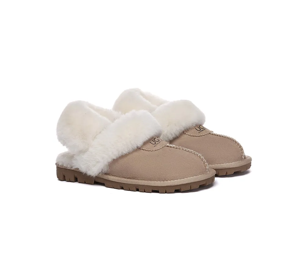 AUSTRALIAN SHEPHERD® 3-Way Style UGG Women Slippers Removable Wool Fluffy Strap Slingback Waffle