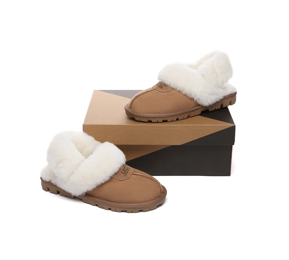 AUSTRALIAN SHEPHERD® 3-Way Style UGG Women Slippers Removable Wool Fluffy Strap Slingback Waffle