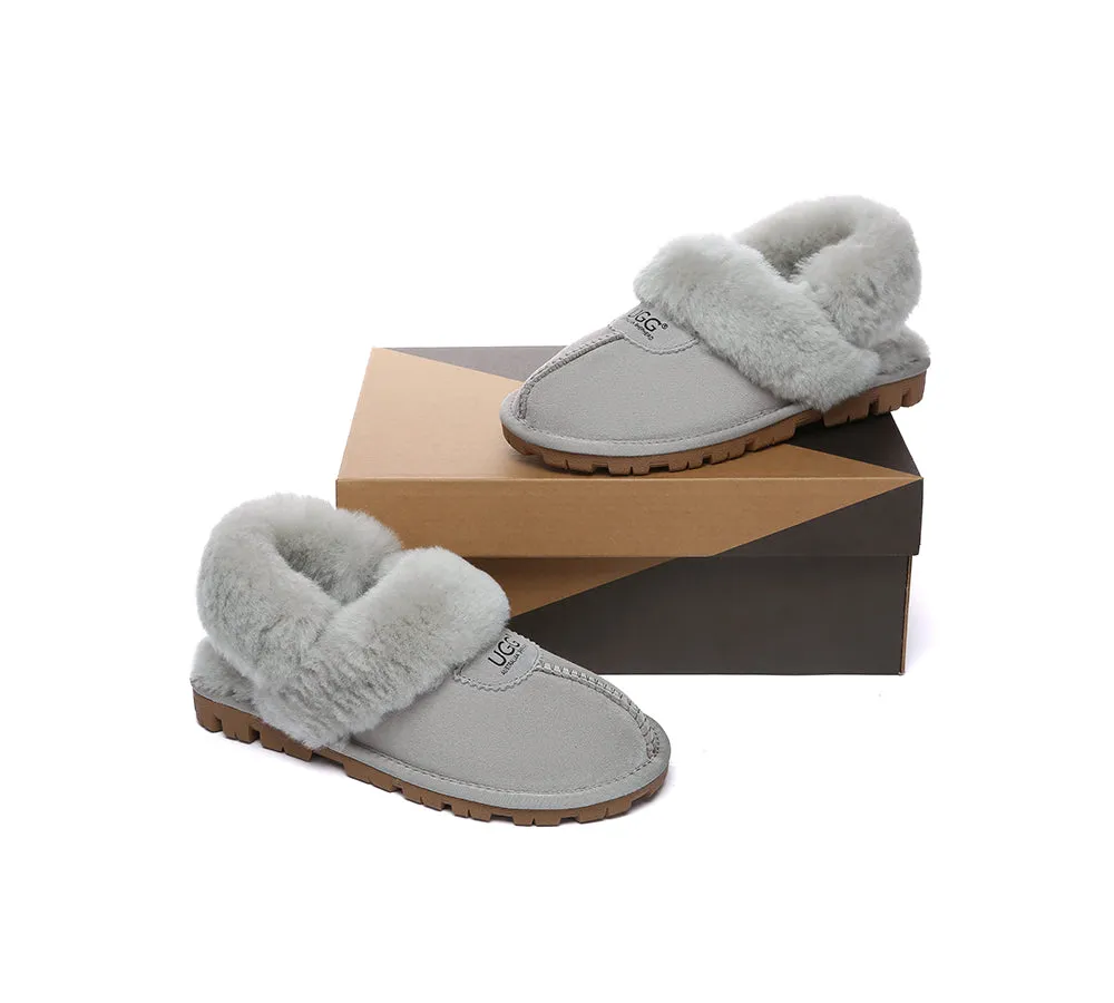 AUSTRALIAN SHEPHERD® 3-Way Style UGG Women Slippers Removable Wool Fluffy Strap Slingback Waffle