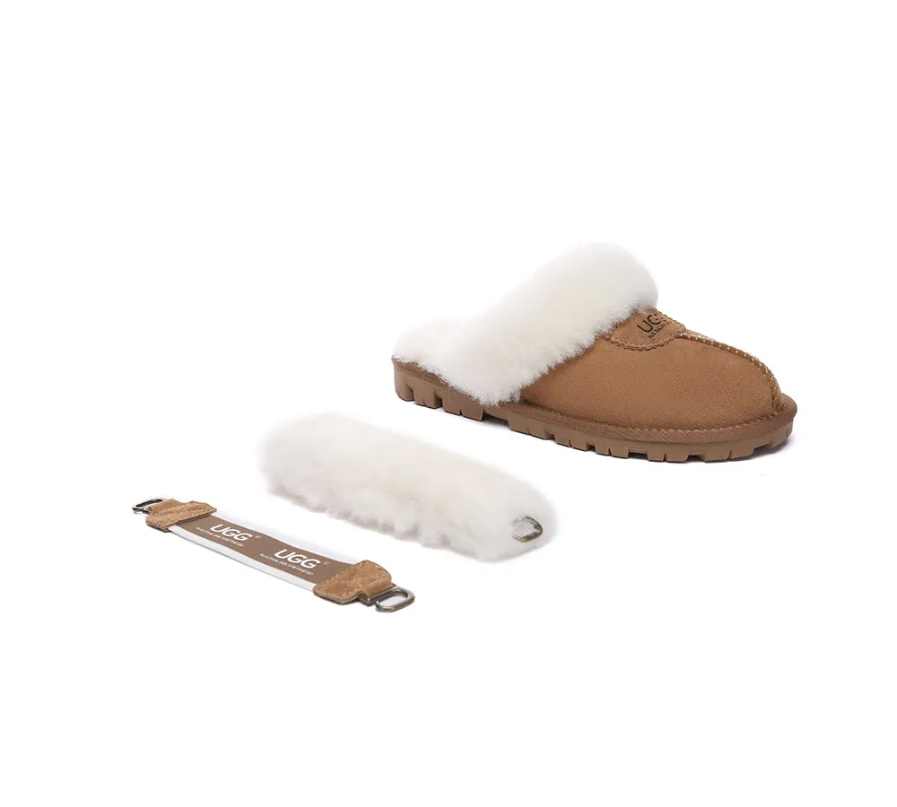 AUSTRALIAN SHEPHERD® 3-Way Style UGG Women Slippers Removable Wool Fluffy Strap Slingback Waffle