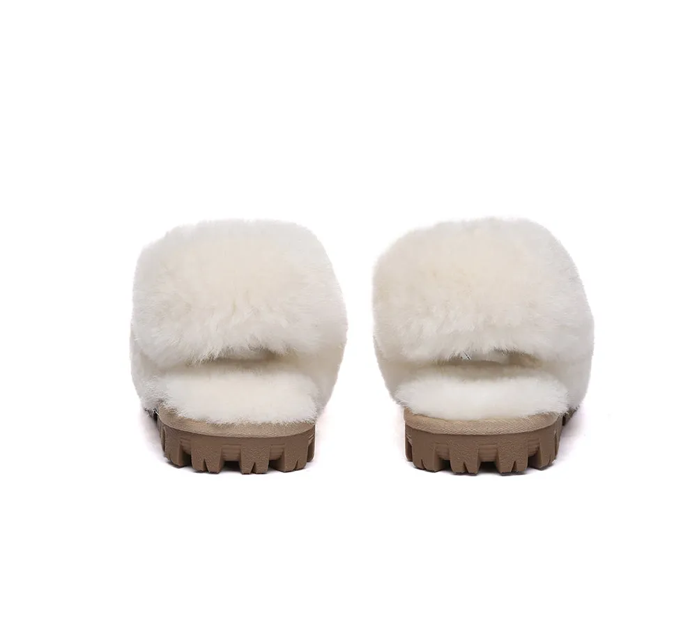 AUSTRALIAN SHEPHERD® 3-Way Style UGG Women Slippers Removable Wool Fluffy Strap Slingback Waffle