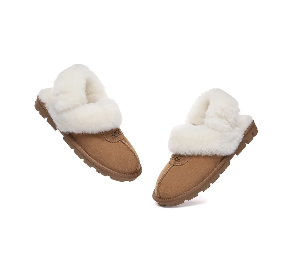 AUSTRALIAN SHEPHERD® 3-Way Style UGG Women Slippers Removable Wool Fluffy Strap Slingback Waffle