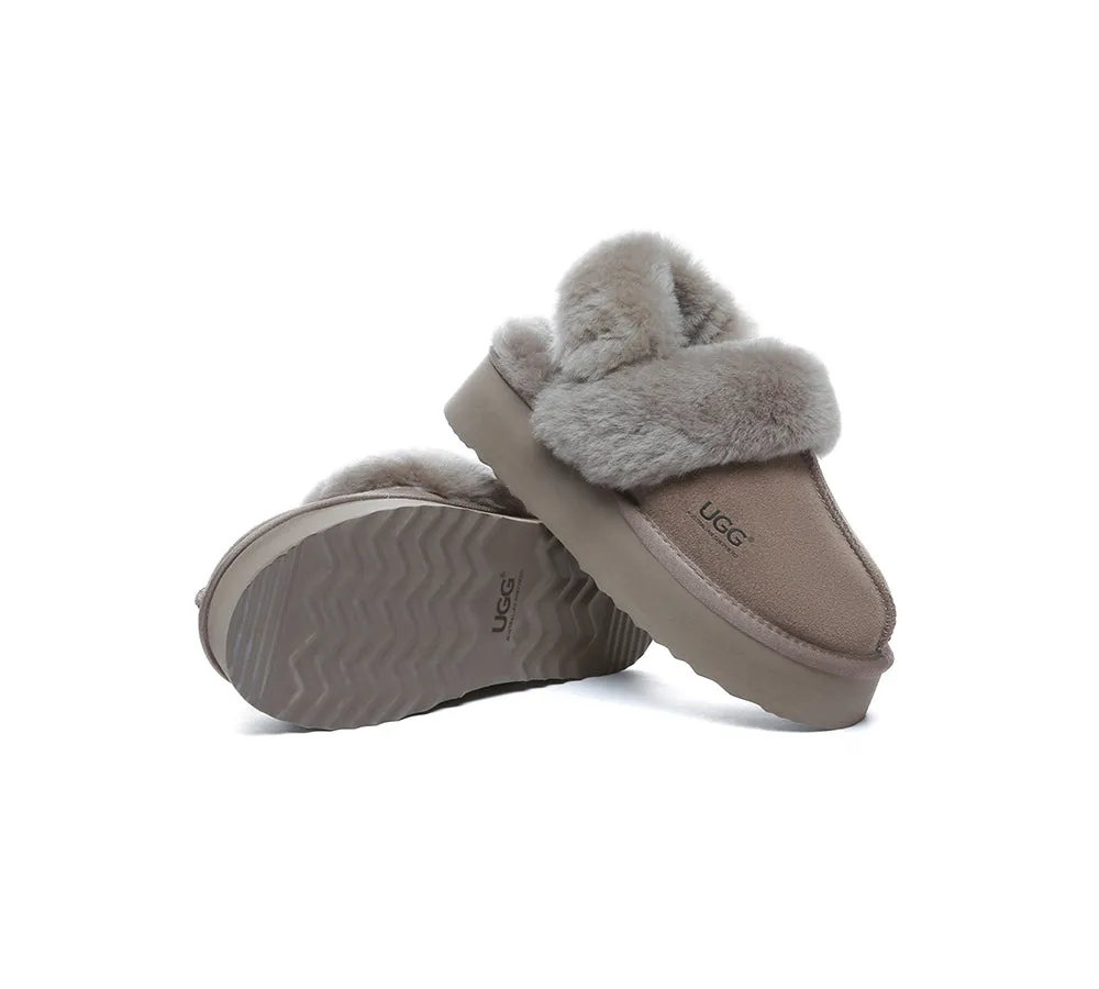 AUSTRALIAN SHEPHERD® 3-Way Style UGG Women Slippers Removable Wool Strap Slingback Platform Musa