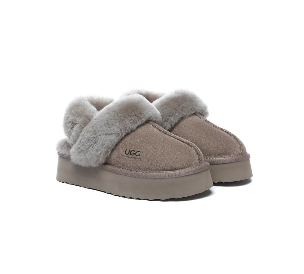 AUSTRALIAN SHEPHERD® 3-Way Style UGG Women Slippers Removable Wool Strap Slingback Platform Musa