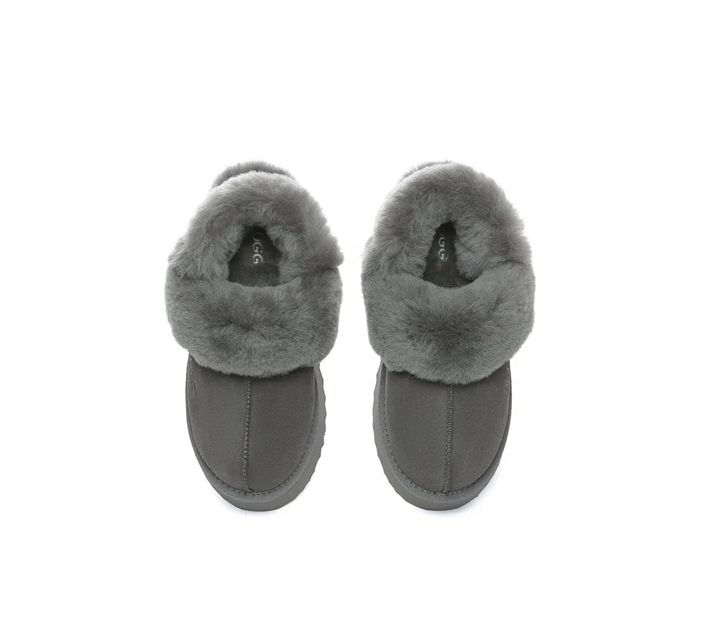 AUSTRALIAN SHEPHERD® 3-Way Style UGG Women Slippers Removable Wool Strap Slingback Platform Musa