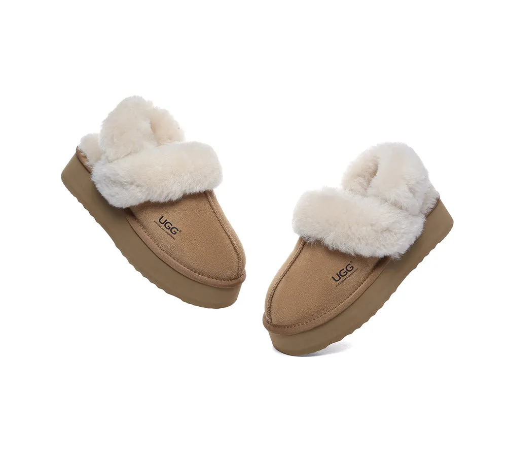 AUSTRALIAN SHEPHERD® 3-Way Style UGG Women Slippers Removable Wool Strap Slingback Platform Musa