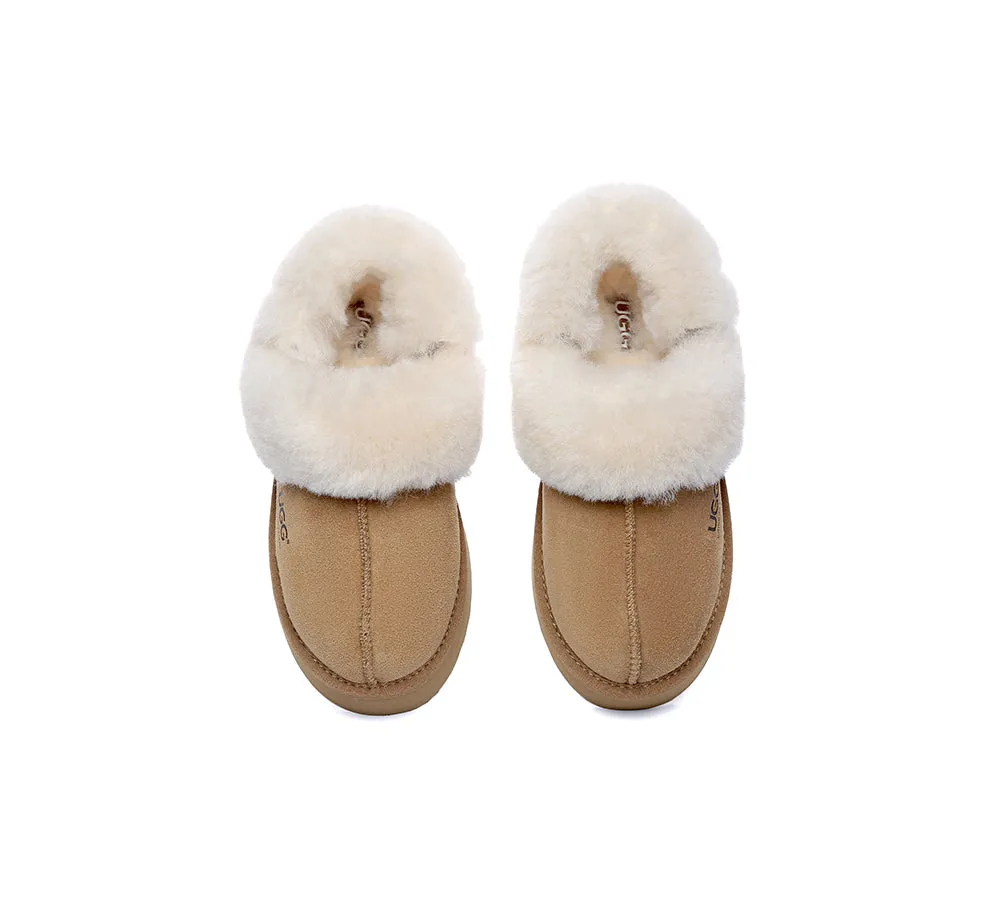 AUSTRALIAN SHEPHERD® 3-Way Style UGG Women Slippers Removable Wool Strap Slingback Platform Musa