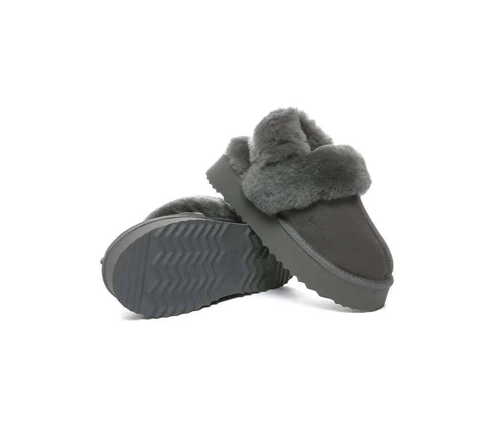 AUSTRALIAN SHEPHERD® 3-Way Style UGG Women Slippers Removable Wool Strap Slingback Platform Musa