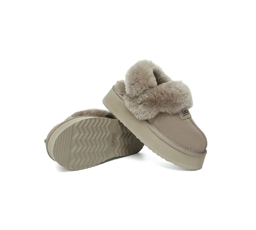 AUSTRALIAN SHEPHERD® 3-Way Style UGG Women Slippers Removable Wool Strap Slingback Platform Suzie