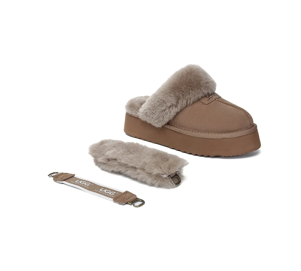 AUSTRALIAN SHEPHERD® 3-Way Style UGG Women Slippers Removable Wool Strap Slingback Platform Suzie