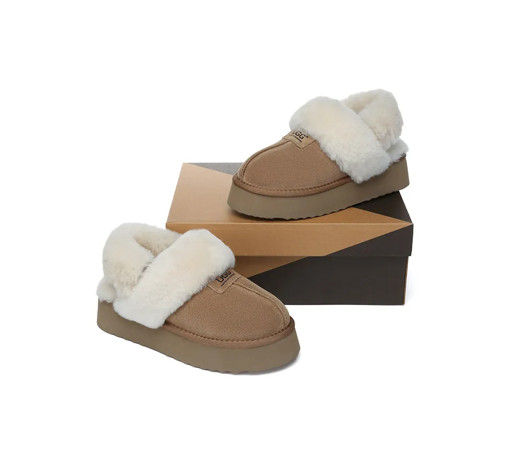 AUSTRALIAN SHEPHERD® 3-Way Style UGG Women Slippers Removable Wool Strap Slingback Platform Suzie