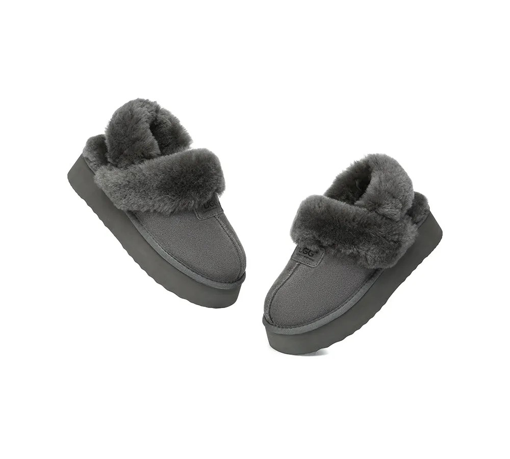 AUSTRALIAN SHEPHERD® 3-Way Style UGG Women Slippers Removable Wool Strap Slingback Platform Suzie