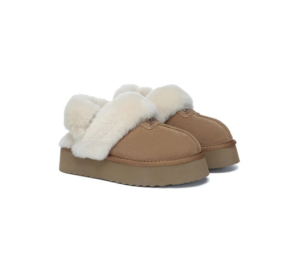 AUSTRALIAN SHEPHERD® 3-Way Style UGG Women Slippers Removable Wool Strap Slingback Platform Suzie