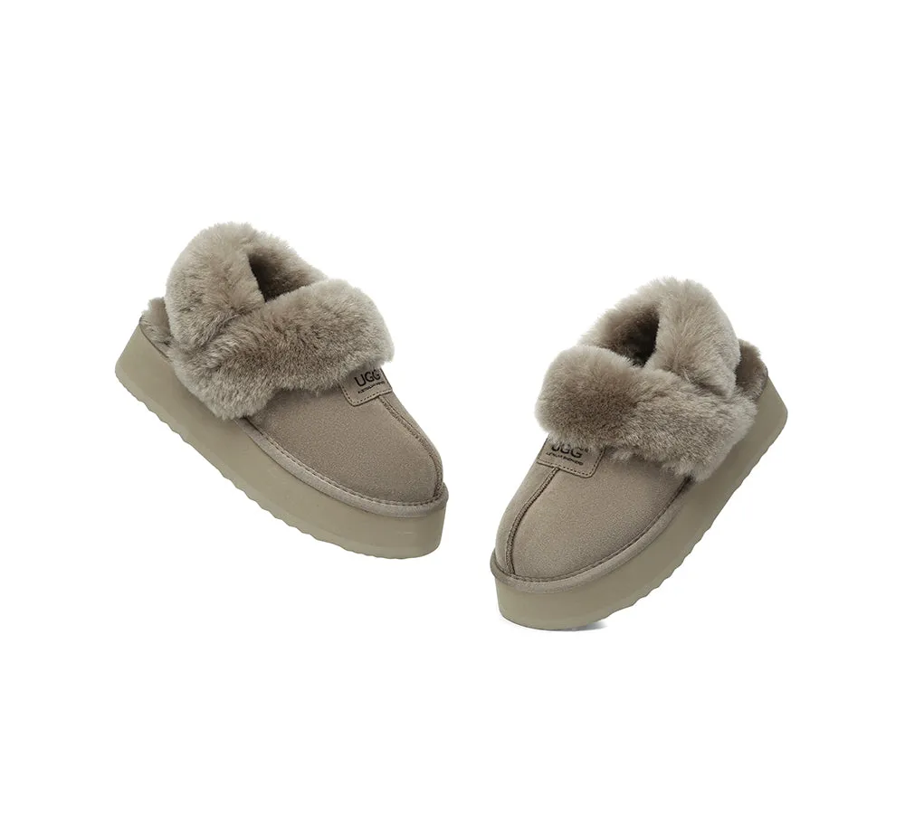 AUSTRALIAN SHEPHERD® 3-Way Style UGG Women Slippers Removable Wool Strap Slingback Platform Suzie