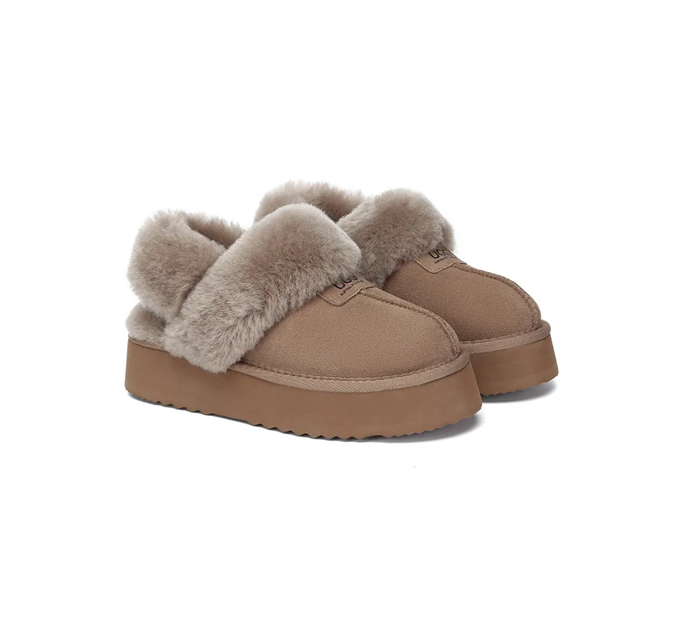 AUSTRALIAN SHEPHERD® 3-Way Style UGG Women Slippers Removable Wool Strap Slingback Platform Suzie