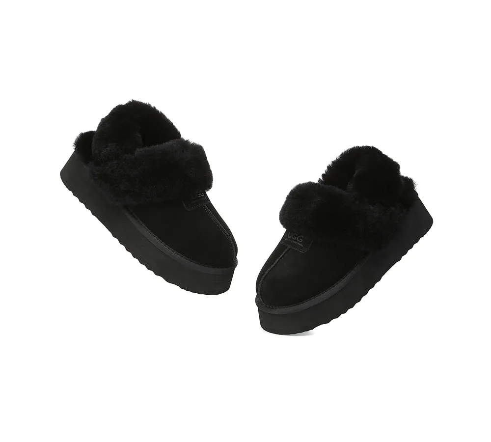 AUSTRALIAN SHEPHERD® 3-Way Style UGG Women Slippers Removable Wool Strap Slingback Platform Suzie