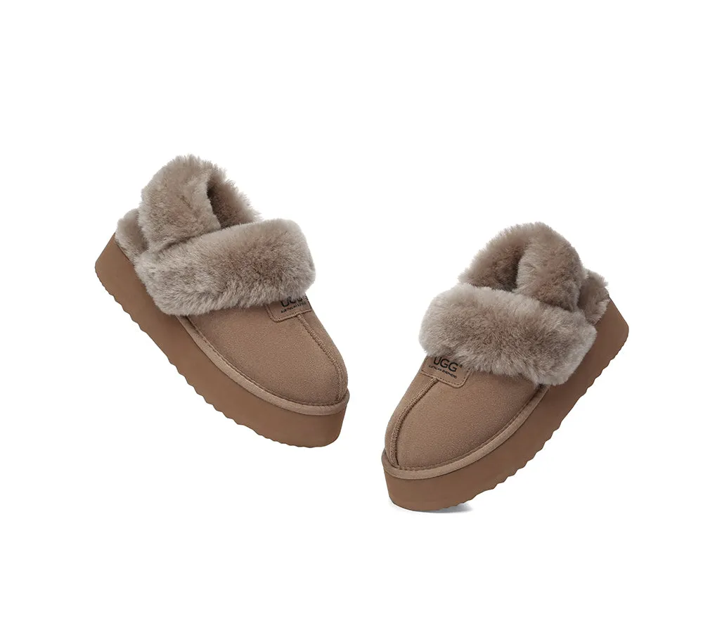 AUSTRALIAN SHEPHERD® 3-Way Style UGG Women Slippers Removable Wool Strap Slingback Platform Suzie