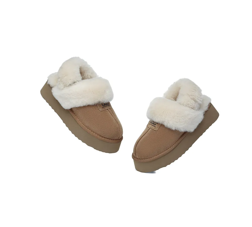 AUSTRALIAN SHEPHERD® 3-Way Style UGG Women Slippers Removable Wool Strap Slingback Platform Suzie